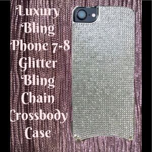 NEW iPhone 7/8 Glitter Bling Case Crossbody Chain